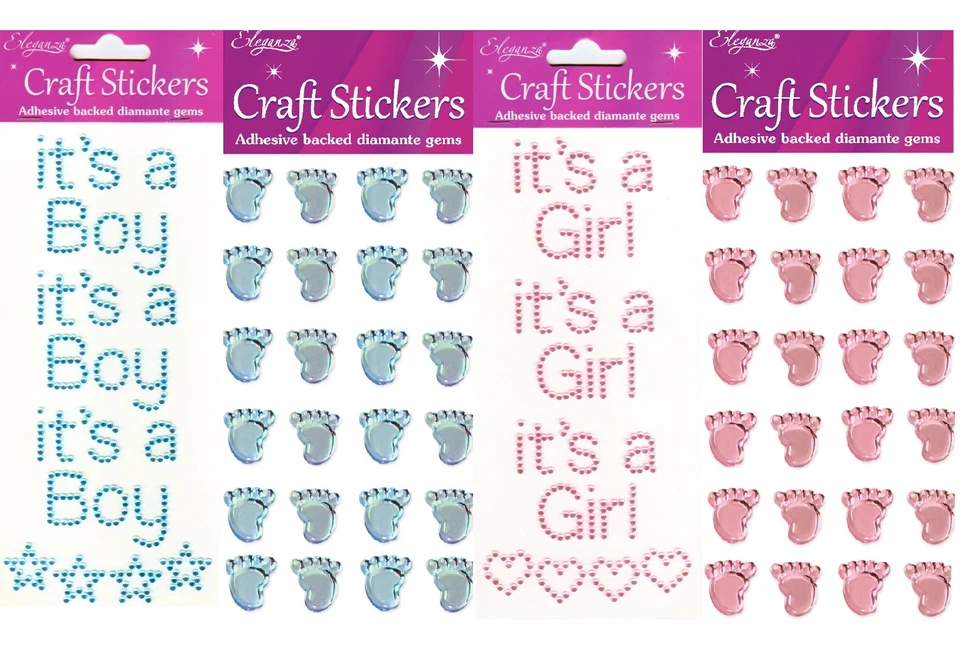 ITS A BOY ITS A GIRL BABY SHOWER GENDER REVEAL 3D STICKERS CRAFT SELF ADHESIVE