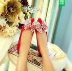 Womens Pointy Toe Shoes Slip On Big Bowknot Flat Heels Sweet Pumps Comfy Loafers