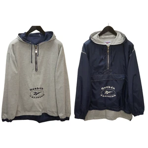 Chaqueta Anorak Reebok Para Hombre Gris Y Azul Reversible Años 90 M VON155 - Imagen 1 de 10