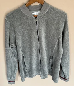 Tommy Hilfiger Velour Bomber Jacket Women's XL Gray Full Zip - Picture 1 of 5