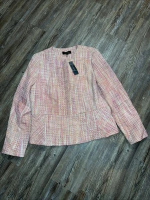 Chaqueta Blazer Talbots Jackie Rosa Moto Tweed Cremallera Completa Dinero Antiguo Diseñador Clásico Foto 1 de 4