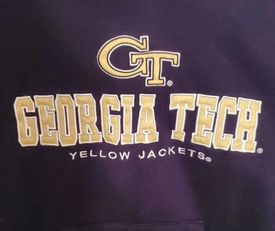 Мужская толстовка с капюшоном Georgia Tech Yellow Jackets M синий пуловер из полиэстера на шнурке - Изображение 1 из 4