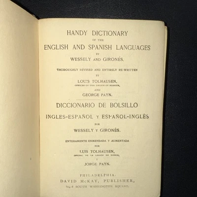 Handy Dictionary of the English and Spanish Languages (1901) By Wessely - Image 1 of 4