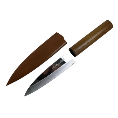 Cuchillo pequeño japonés de acero inoxidable de colección hoja de cocina de 10 cm mango de madera KN16 Foto 1 de 4