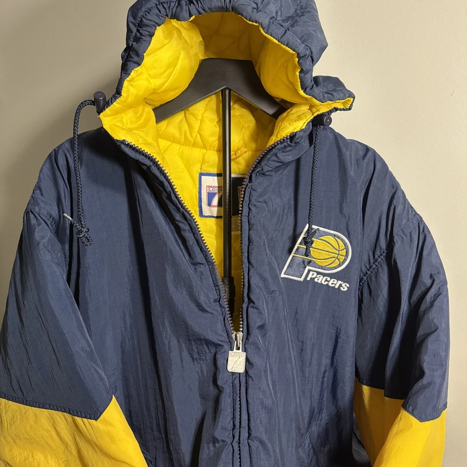 De colección Indiana Pacers X Logo 7 x NBA Grande Acolchado Puffer Hecho en Corea Foto 1 de 4