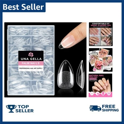 Unhas falsas curtas de amêndoa UNA GELLA 216 peças pré-forma em gel acrílico unhas pontas para - Imagem 1 de 4