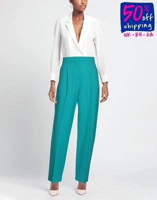 RRP€344 MSGM Straight Trousers IT40 US4 UK8 S Wool Blend Blue Made in Italy - Image 1 of 4