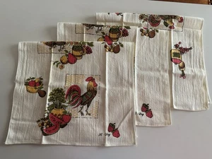 Set x3 60er Jahre HI-DRY Küche Geschirrtuch Leinen MCM Hahn Obst Küken Futter Vintage - Bild 1 von 24