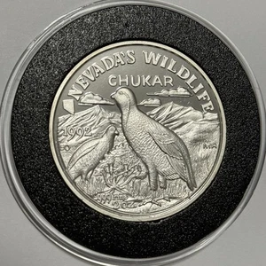 1992 Nevada’s Wildlife Chukar Rare MR Coin 2 Troy Oz .999 Fine Silver Round - Picture 1 of 12