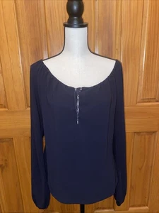 Elie Tahari Bluse Medium Schulterfrei Langarm Navy - Bild 1 von 3