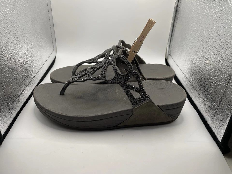 Sandalias para mujer Fitflop Bumble Crystal grises H70-001 brillantes talla 7 Foto 1 de 4
