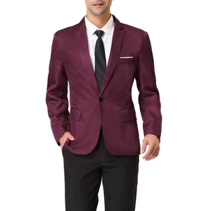 Men's Blazer Single Breasted One Button Prom Suit Coat Burgundy, Size Small - Picture 1 of 6