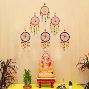 Brazalete y campanas Gota Patti pared Latkan Toran puerta colgante para Ganpati (6 piezas) - Imagen 1 de 7