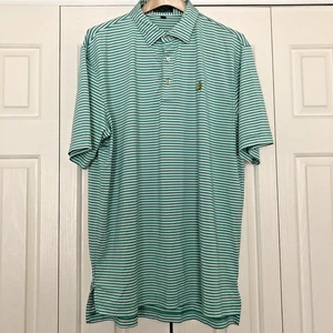 Masters by Peter Millar green white polo L 92% polyester 8% spandex - Picture 1 of 3