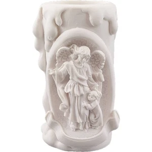 10cm Alabaster Teelicht Schutzengel mit kleinen Mädchen - Picture 1 of 1