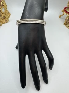 Disigner Givenchy swarovski Crystal Gold Tone Bangle Bracelet Rhodium Plated - Picture 1 of 9