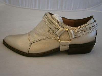 NICOLE PERSUASIVE GOLD SHOES ANKLE LEATHER BOOTS SNAP ON/OFF STRAPS 6.5 OR 7.5 - Image 1 of 4