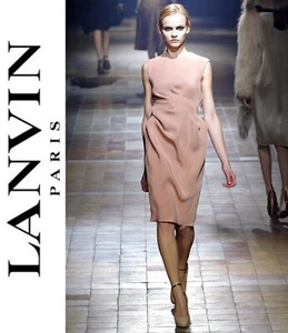 LANVIN Paris Runway Ruffled Pleated Scuba Dress in Dusty Pink US 4 /FR 36 $3715 - Picture 1 of 12