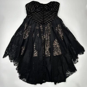 Vestido midi Free People Dark Fairy talla 6 negro terciopelo encaje bruja caprichoso gótico DEFECTUOSO - Imagen 1 de 12
