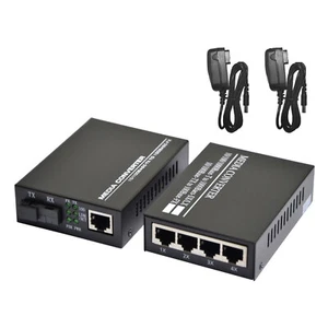 10/100M Single Mode 3KM 4 RJ45 and 1 SC fiber Port Optic Media Converter g - Photo 1/11