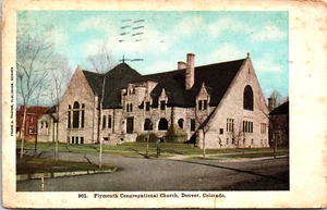 Denver, Colorado Postcard PLYMOUTH CONGREGATIONAL CHURCH 1900s Street View - Picture 1 of 2