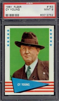 1961 Fleer 153 Cy Young (HOF).  PSA 9 НОВОМ ВЫСОКИЙ НОМЕР.  POP. 10.  (TX3752). - Изображение 1 из 2