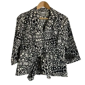 Richard Malcom Black and White Tie Front Linen Blouse Size Small whimsigoth - Picture 1 of 8