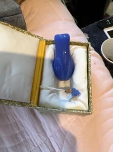 Vintage Chinese 2.5" Carved Blue Glass Snuff Bottle - Picture 1 of 7