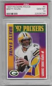 1997 Brett Favre PSA 10 GEM MINT, Packers POLICE, #4, Green Bay Packers - Picture 1 of 1