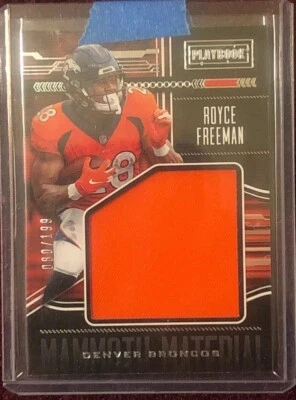 Royce Freeman Rookie Patch /199 Game Worn Short Print Mammoth Material Broncos - Image 1 of 3