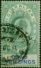 Gibraltar 1907 2s Green &amp; Blue SG62a Chalk Fine Used