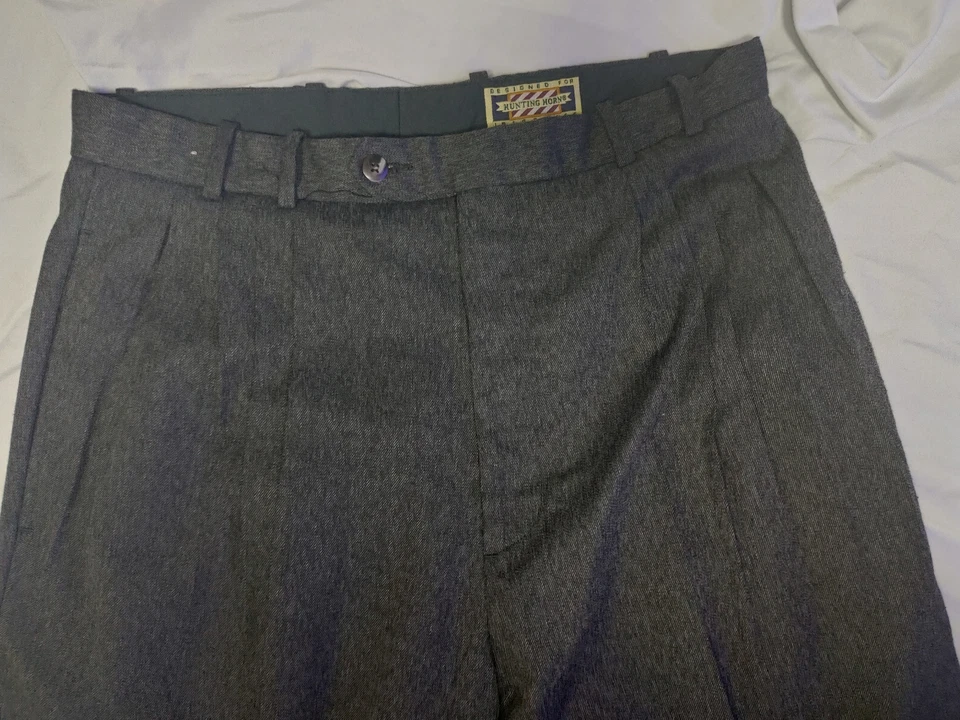 J. Riggings Hunting Horn Men's Solid Pleated Dress Pants Black Htr Size 32 X 32 - Image 1 of 4