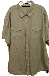 Sean John Shirt Men Size 3XB Khaki Collared Short Sleeve Pockets Button-Up - Picture 1 of 12
