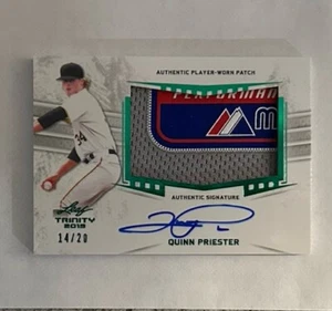 Quinn Priester 2019 Leaf Trinity Player Worn Patch Authentic Signature 14/20 - Picture 1 of 2