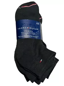 Tommy Hilfiger Socks Womens 6-9.5 Black Cushon Quarter Cut Logo Athletic 6 Pairs - Picture 1 of 10