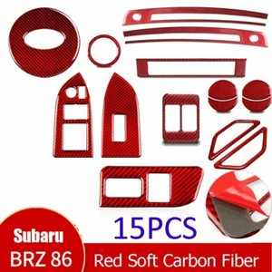 15PCS Red Carbon Fiber Interior Decorative Trim For Subaru BRZ Toy@ta 86 2013-20 - Picture 1 of 12