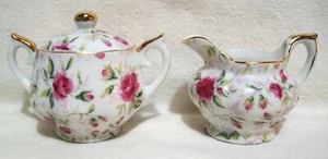 Mini crema y azúcar Lefton rosa pintada a mano NE 794 R-N - Imagen 1 de 7