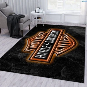 Harley Davidson Area Rectangle Carpet Rug For Living Room Bedroom Home Decor - Picture 1 of 4