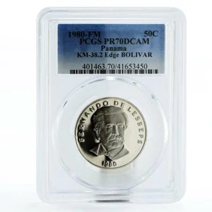 Panama 50 centesimos Fernando de Lesseps PR70 PCGS proof nickel coin 1980 - Picture 1 of 2