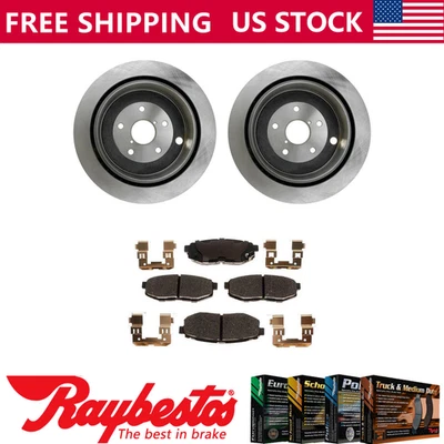 Kit traseiro rotores de freio + pastilhas de cerâmica e ferragens para 2006-2007 Subaru B9 Tribeca - Imagem 1 de 4