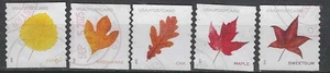 US Sc# 5971-5975 (61c) VIBRANT LEAVES COIL STAMPS USED SET of 5 OFF PAPER SOUND - Picture 1 of 1