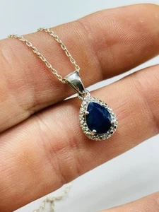 Gemporia silver,sapphire and diamonds pendant with 16 inches chain never worn - Picture 1 of 5