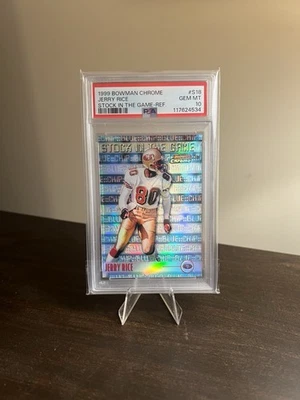 1999 Bowman Chrome Stock in the Game Jerry Rice Refractor PSA 10 GEM MT Pop 7 - Image 1 of 4