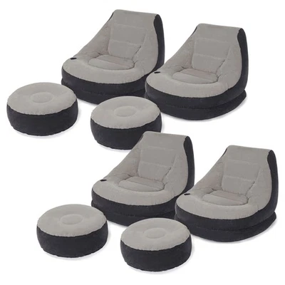 Intex надувной ультра шезлонг стул с подстаканником и османский комплект (4 упаковки) - Изображение 1 из 4