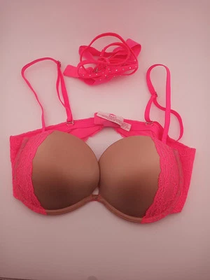 Sujetador Victoria's Secret Beige Rosa Encaje Love Rosa Ajustable Pushup Banda Ancha 36C  Foto 1 de 4