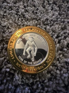 HILTON Reno $10 Gaming Token Limited Edition/.999 Fine Silver/Year Of The Monkey - Picture 1 of 2