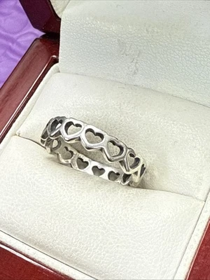 ❤️James Avery Sterling Silver Eternal Hearts Band Ring Retired Stackable Sz 7.5 - Image 1 of 4