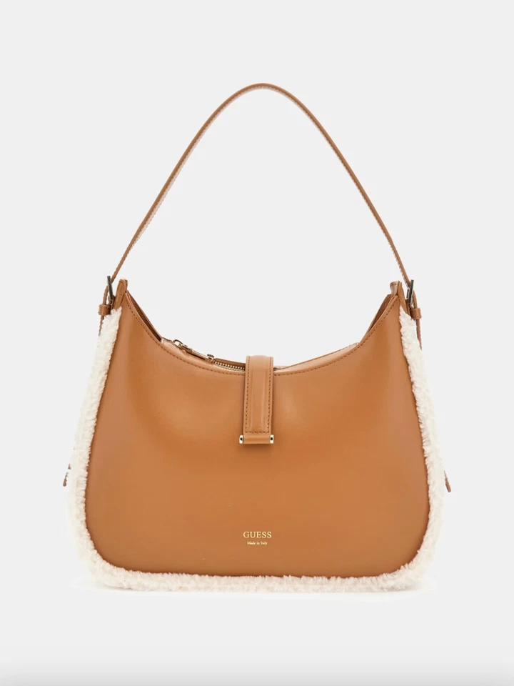 Mini bolso hobo de piel sintética GUESS - marrón Foto 1 de 1
