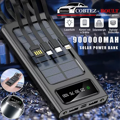 2024 Super 900000mAh 4 USB Portable Charger Solar Power Bank for Cell Phone USA - Image 1 of 4