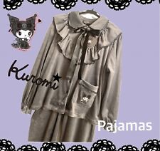Sanrio Midnight Kuromi Kawaii Pajama Gray Women Sleepwear Japan